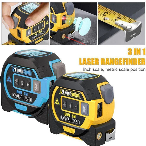 3-in-1 Laser Tape Measure β High-Precision Rangefinder, Ruler & Distance Meter for Smart Measurements