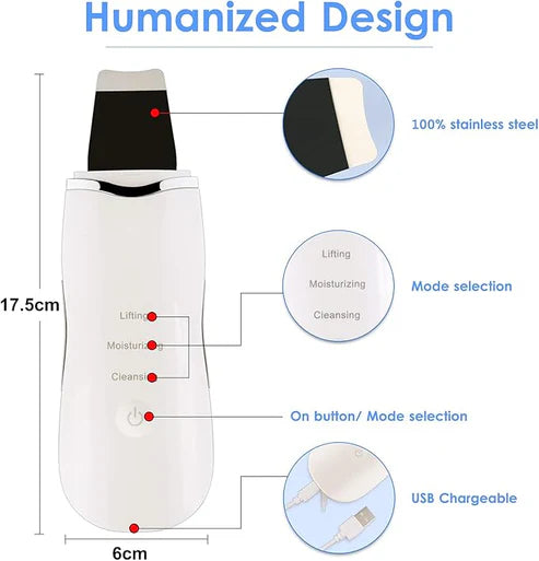 3-in-1 Ultrasonic Facial Skin Scrubber – Deep Clean, Lift & Nourish Your Skin at Home