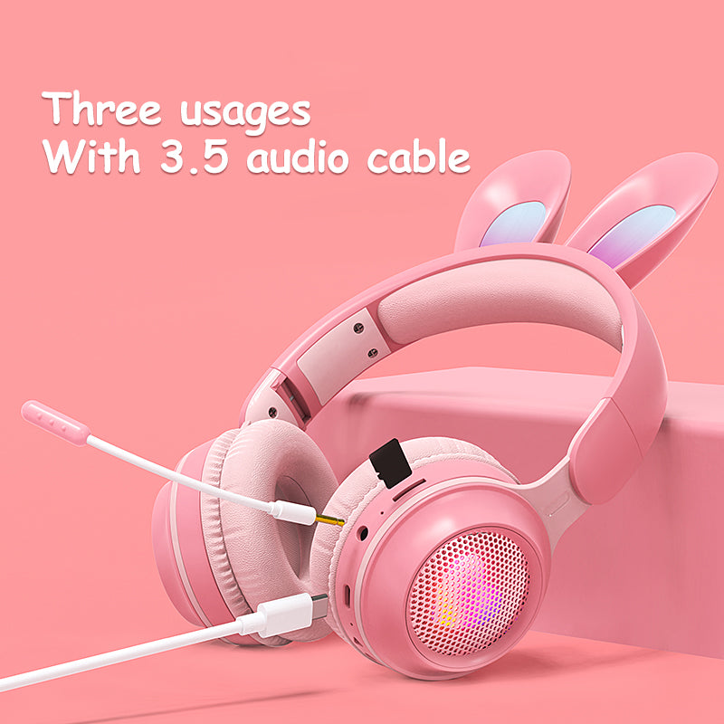 Wireless Bunny Ear Headphones β Light-Up Style, Crystal Sound & Total Comfort