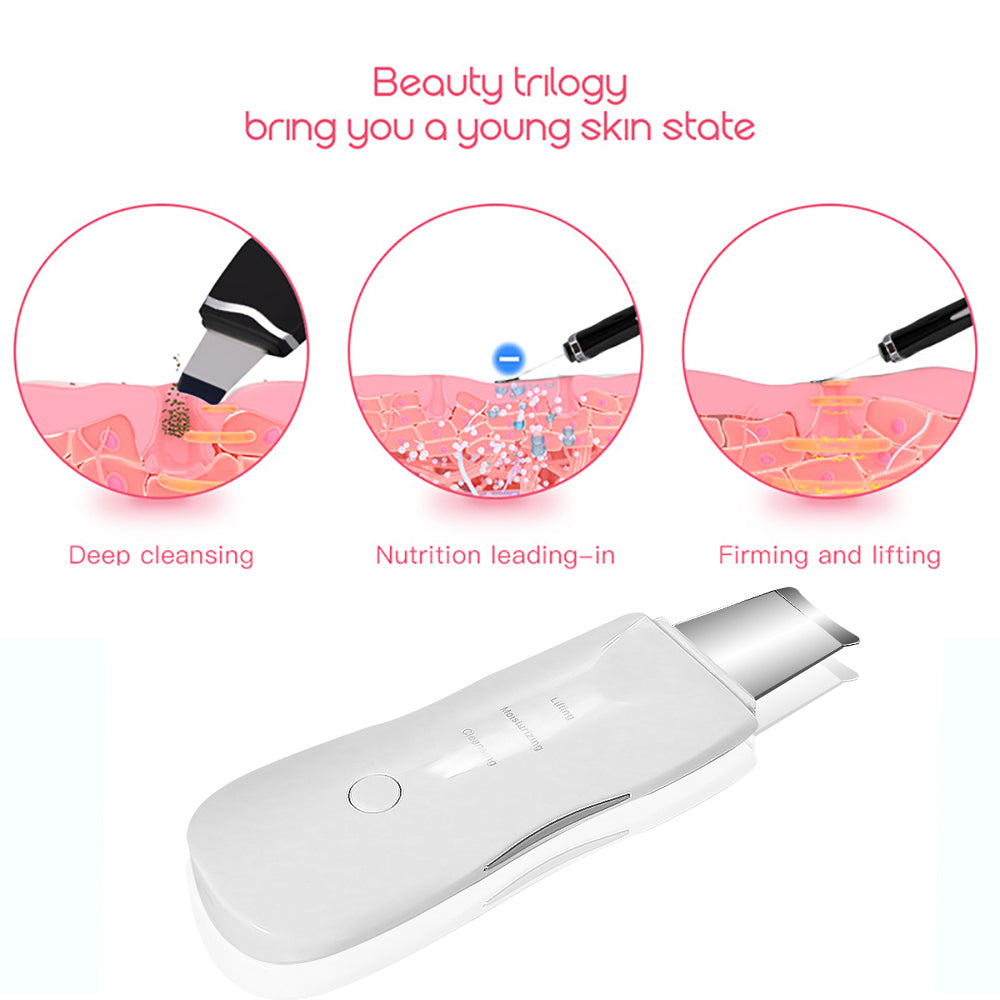 3-in-1 Ultrasonic Facial Skin Scrubber – Deep Clean, Lift & Nourish Your Skin at Home