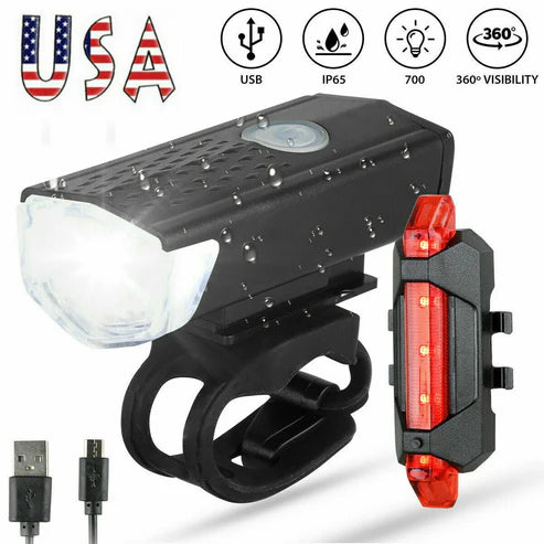USB Rechargeable LED Bicycle Light โ Powerful, Rainproof & Safe Front & Rear Cycling Lamp
