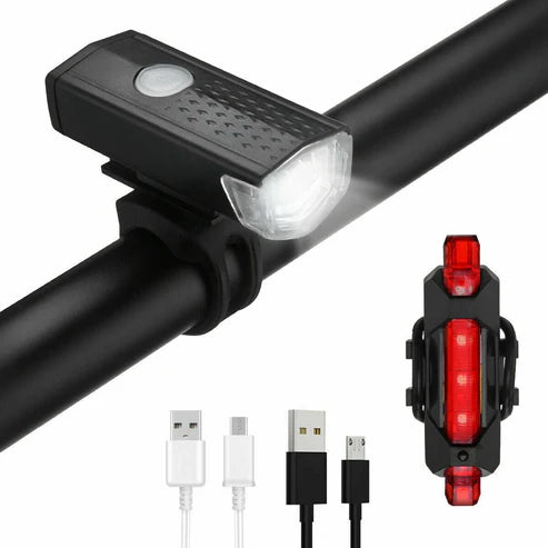 USB Rechargeable LED Bicycle Light โ Powerful, Rainproof & Safe Front & Rear Cycling Lamp