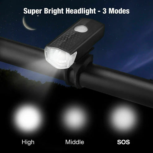 USB Rechargeable LED Bicycle Light โ Powerful, Rainproof & Safe Front & Rear Cycling Lamp
